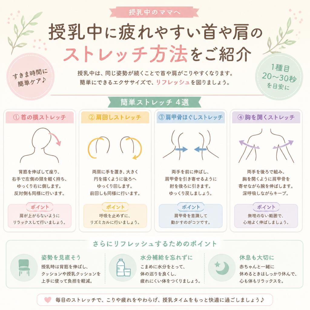 首や肩のストレッチ方法