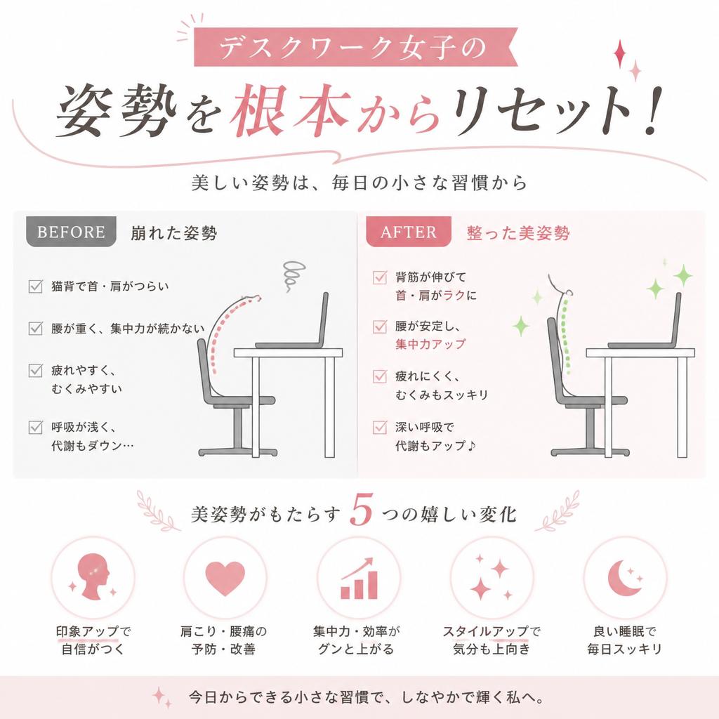 デスクワーク女子の姿勢を根本からリセット！