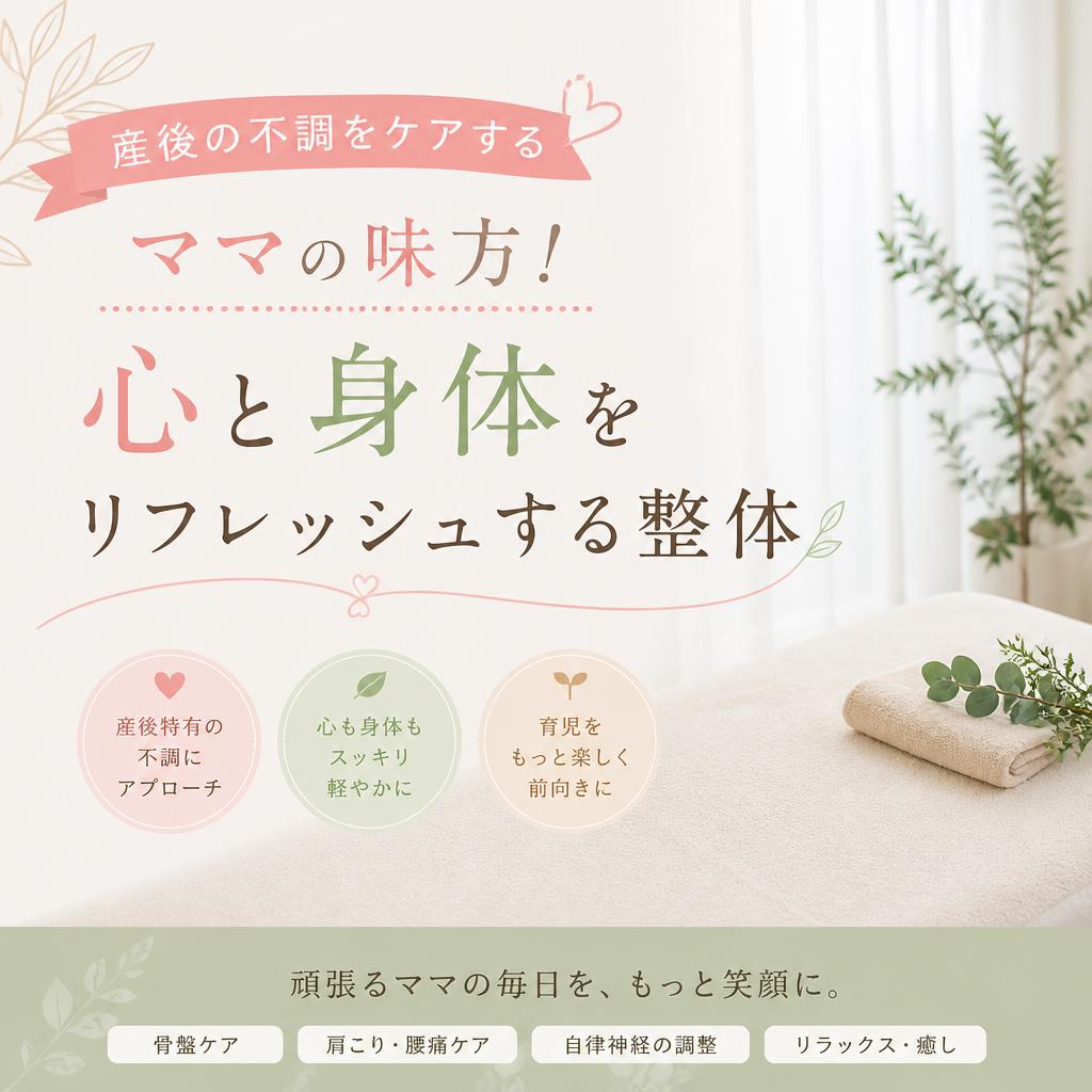 産後の不調をケアするママの味方！心と身体をリフレッシュする整体