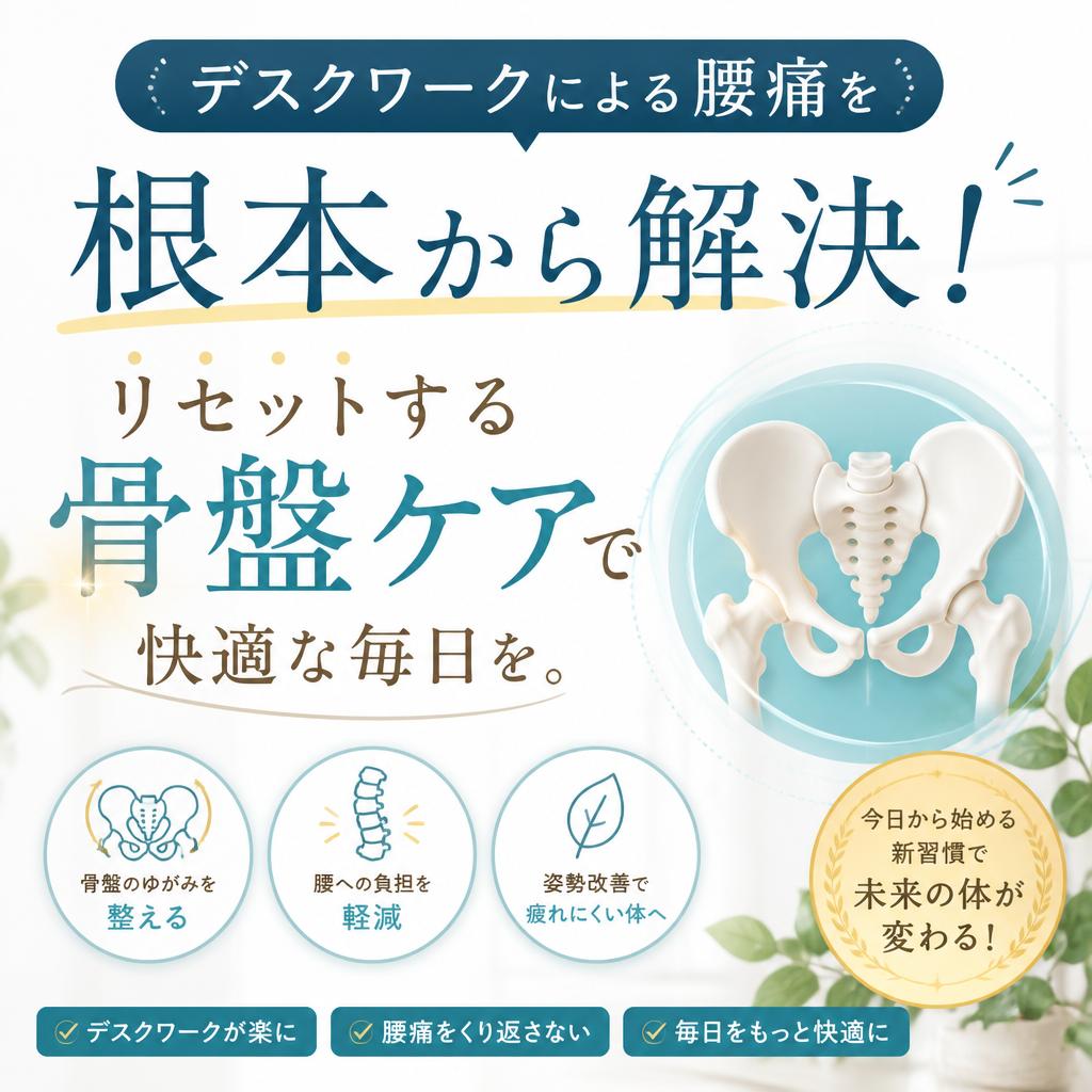デスクワークによる腰痛を根本から解決！リセットする骨盤ケアで快適な毎日を。