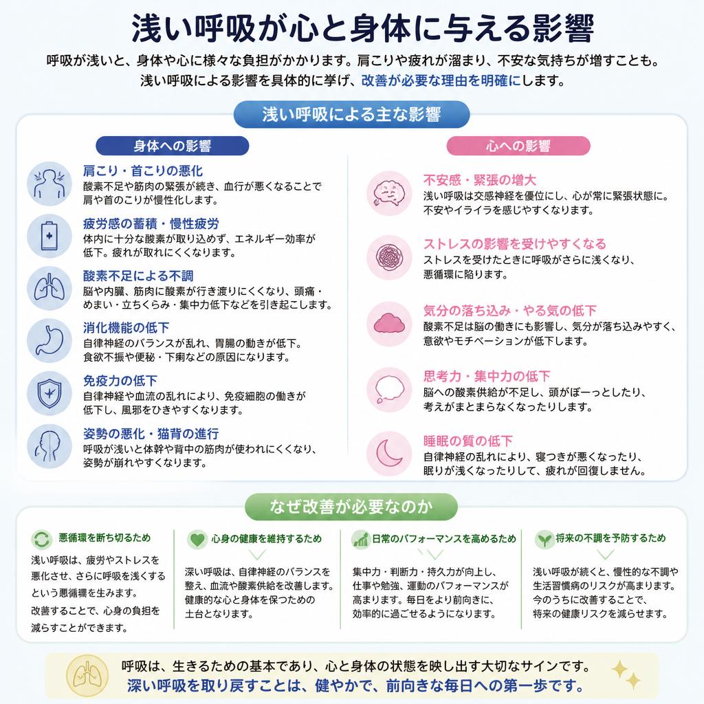浅い呼吸がもたらす影響