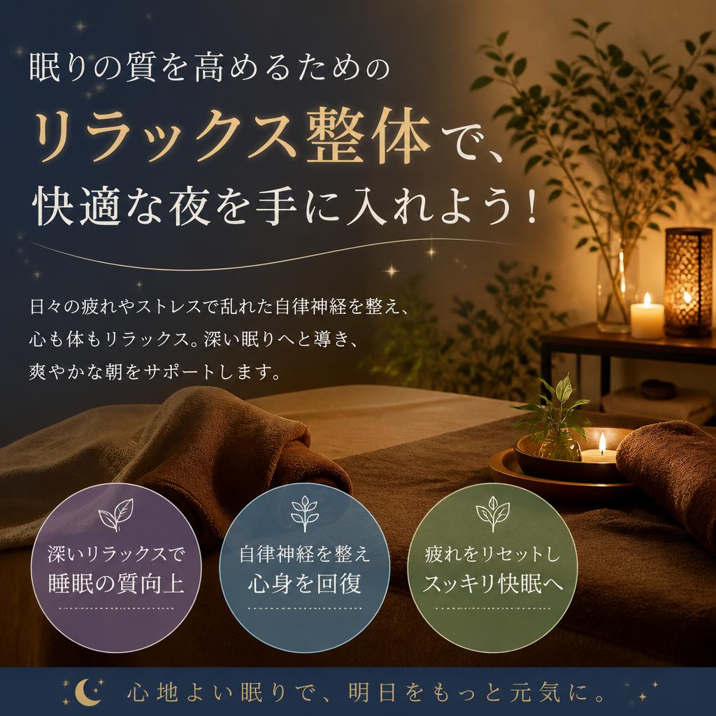 眠りの質を高めるためのリラックス整体で、快適な夜を手に入れよう！