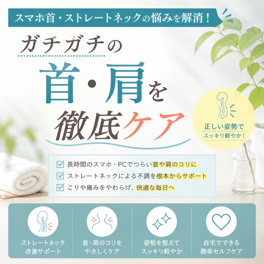 スマホ首・ストレートネックの悩みを解消！ガチガチの首・肩を徹底ケア
