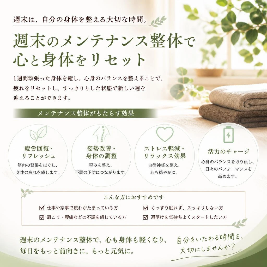 週末のメンテナンスがもたらす効果